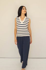 Dixie Navy Striped Vest