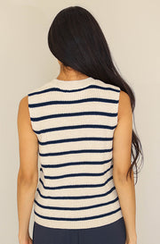 Dixie Navy Striped Vest