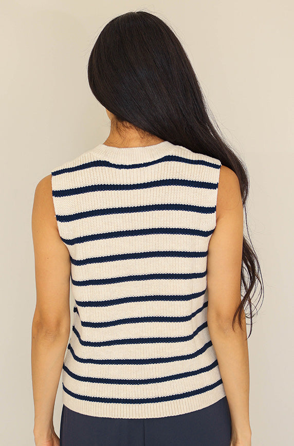 Dixie Navy Striped Vest
