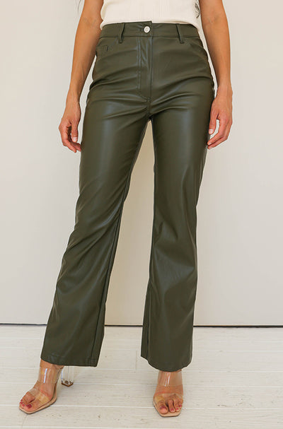 Main Stage Olive Leather Pants