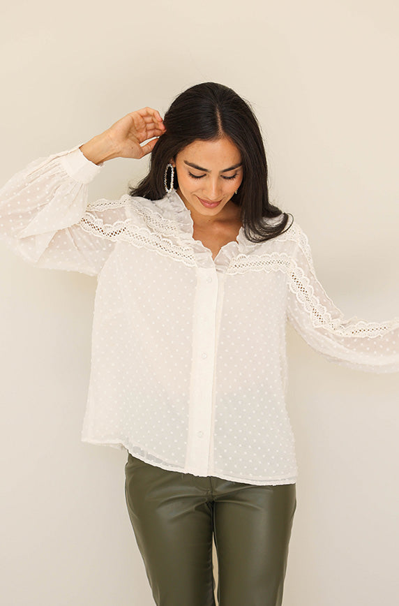 Going Out Tonight Cream Lace Blouse