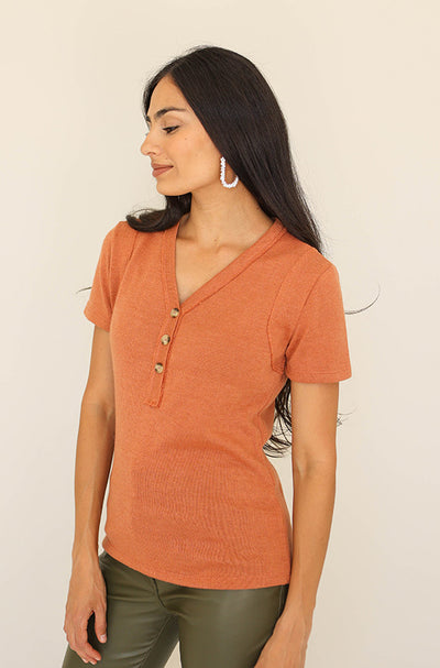 Keeping Busy Rust Knit Top