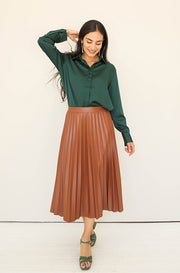 Show Stopper Caramel Leather Skirt