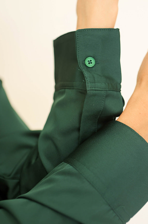 Stanbury Hunter Green Satin Blouse