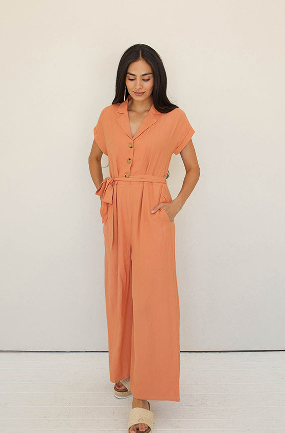Cecilia Tangerine Jumpsuit - Nursing Friendly