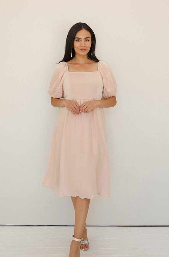 Reece Blush/Gold Midi Dress - Maternity Friendly