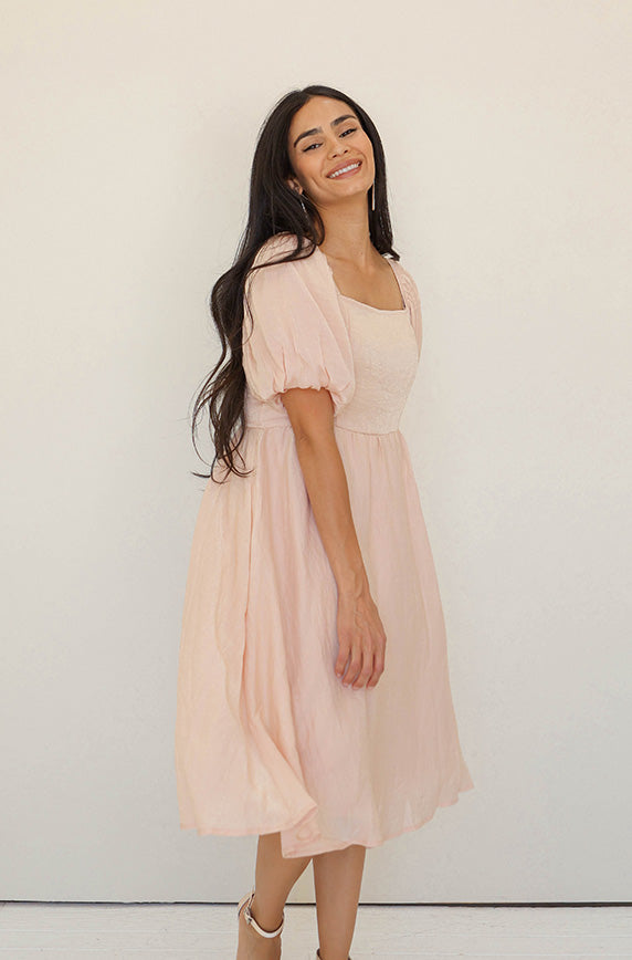 Reece Blush/Gold Midi Dress - Maternity Friendly
