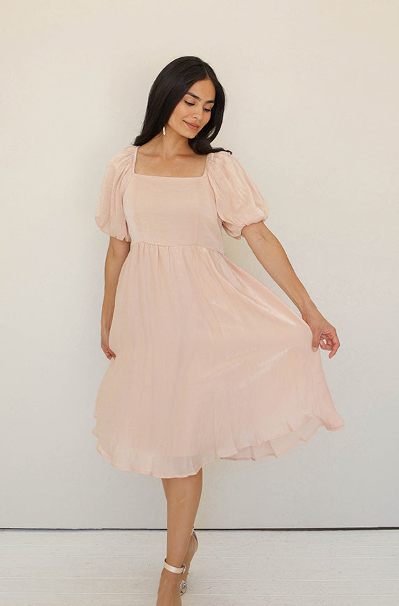 Reece Blush/Gold Midi Dress - Maternity Friendly