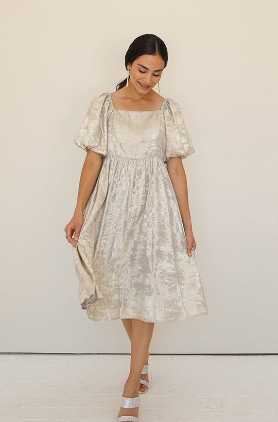 Reece Gold/Silver Midi Dress - Maternity Friendly