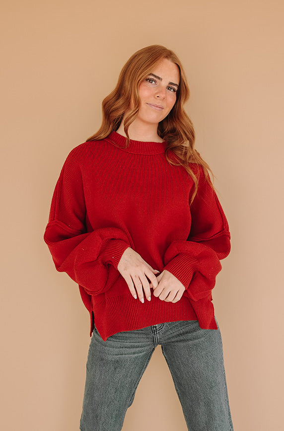 Cozy Oversized Red Sweater