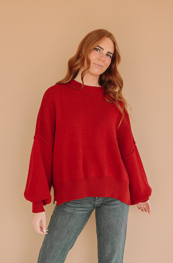 Cozy Oversized Red Sweater - FINAL SALE