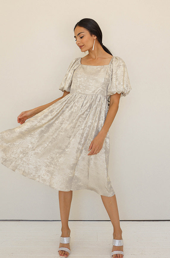 Reece Gold/Silver Midi Dress - Maternity Friendly