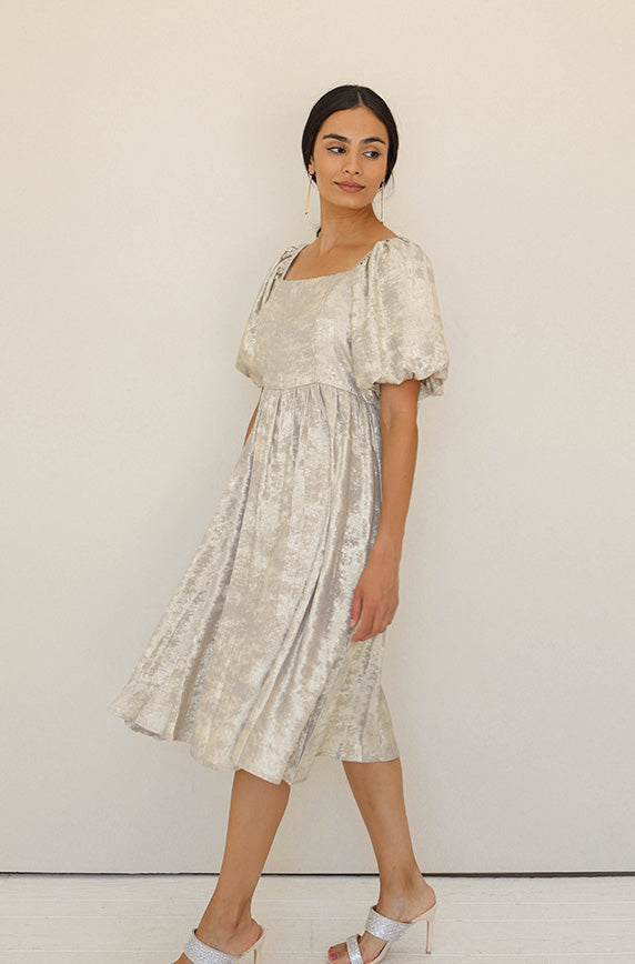 Reece Gold/Silver Midi Dress - Maternity Friendly