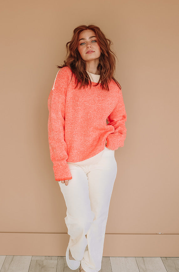 Can't Hardly Wait Coral Sweater-FINAL SALE