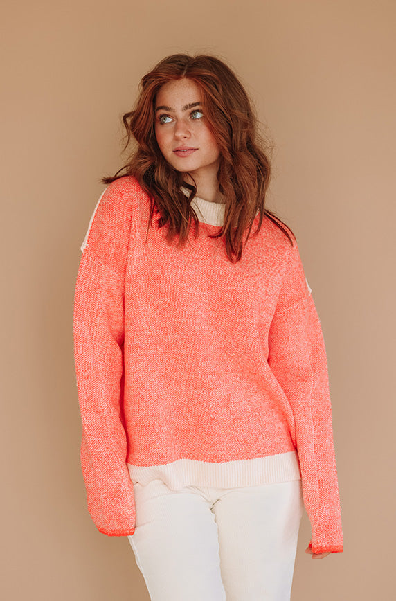 Can't Hardly Wait Coral Sweater-FINAL SALE