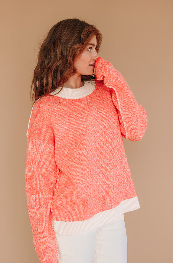 Can't Hardly Wait Coral Sweater-FINAL SALE
