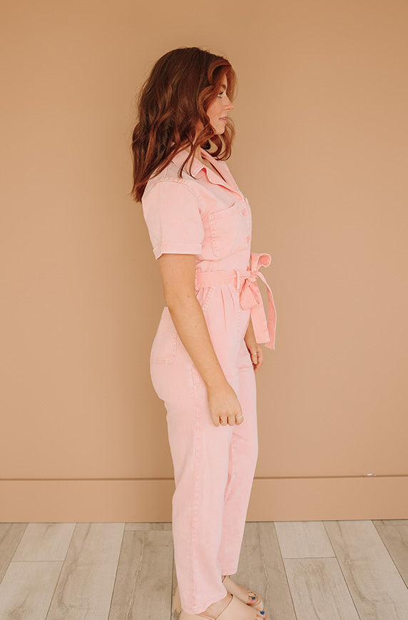 Kiss Me More Peach Jumpsuit - Nursing Friendly