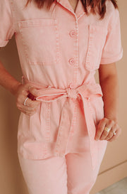 Kiss Me More Peach Jumpsuit - Nursing Friendly