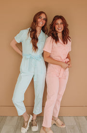 Kiss Me More Peach Jumpsuit - Nursing Friendly