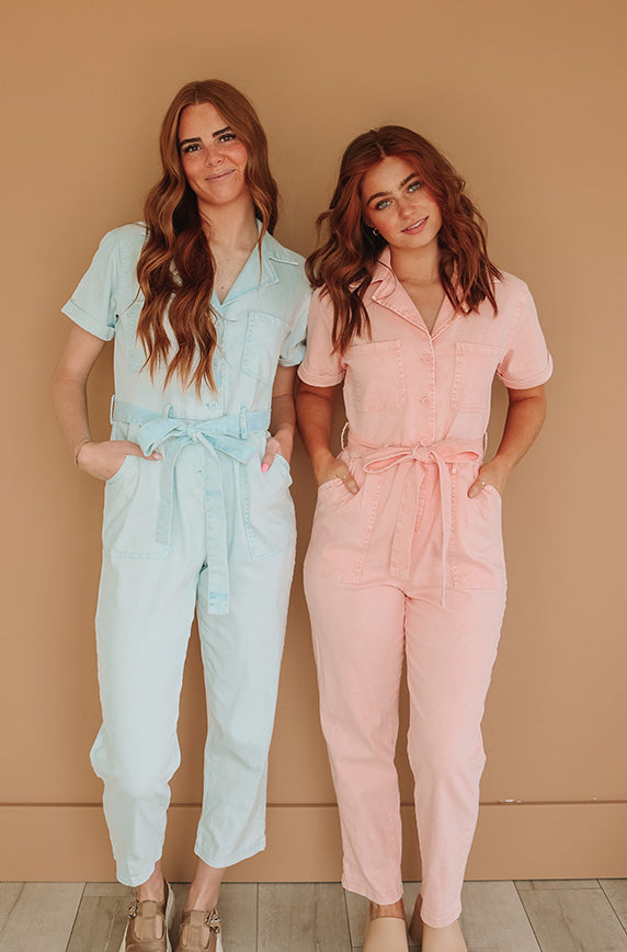 Kiss Me More Ice Blue Jumpsuit - Nursing Friendly