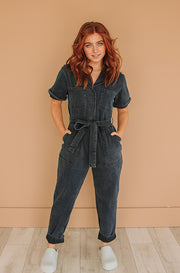 Kiss Me More Black Denim Jumpsuit