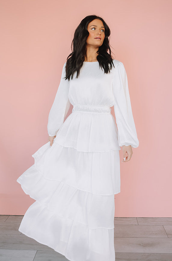 Hannah White Tiered Dress