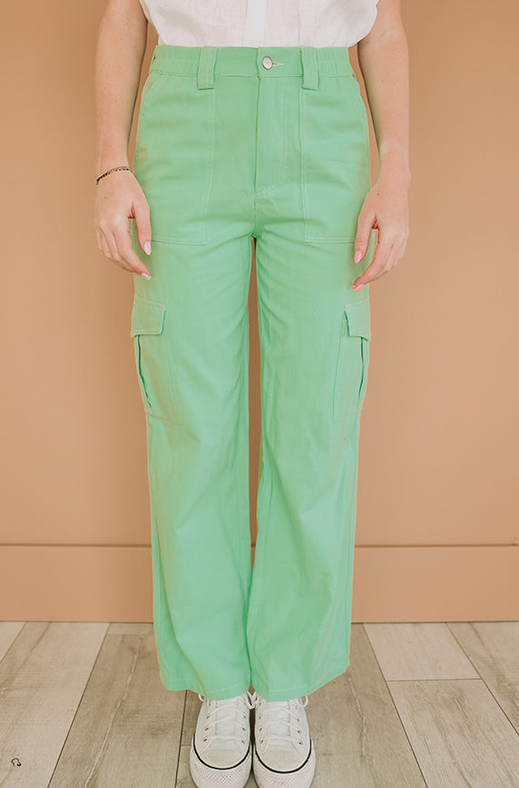 Let's Rewind Lime Green Cargo Pants