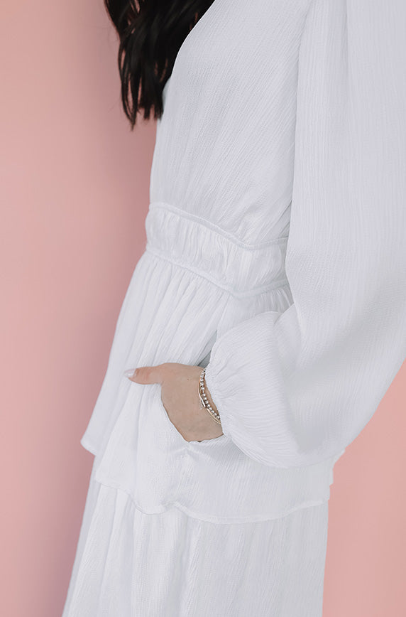 Hannah White Tiered Dress