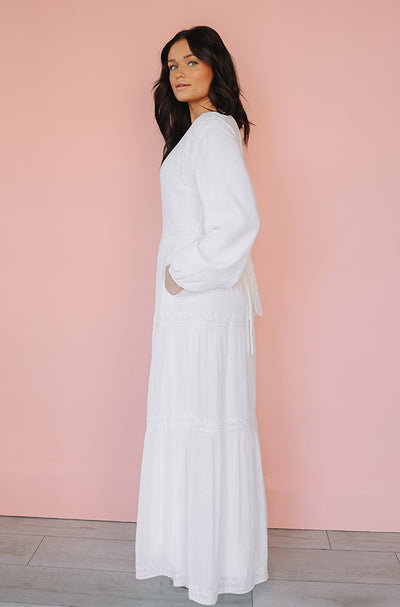 Elizabeth Embroidered Maxi White Dress - FINAL FEW