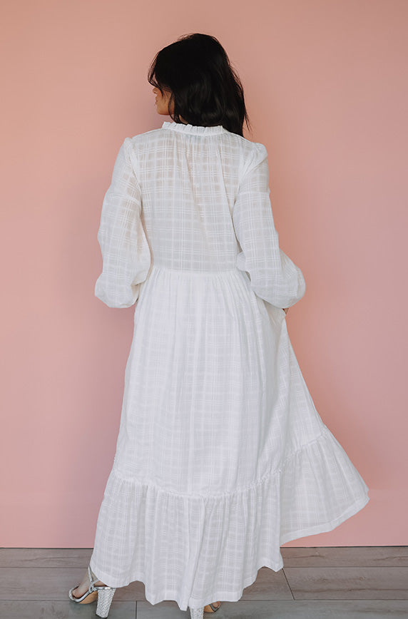 Rebecca White Gingham Tiered Mid Dress - Maternity Friendly