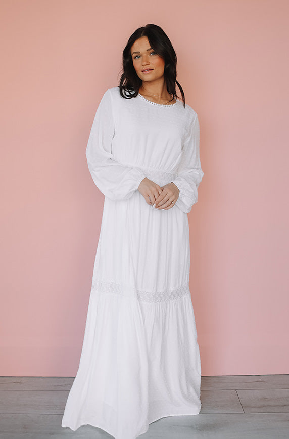 Leah White Lace Dress - Maternity Friendly