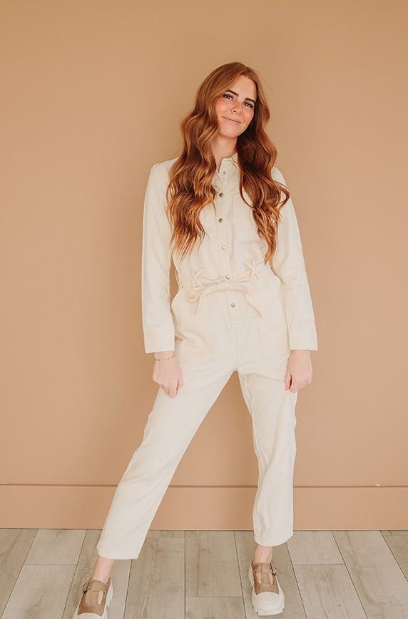 Melbourne Vanilla Utility Jumpsuit - Nursing Friendly