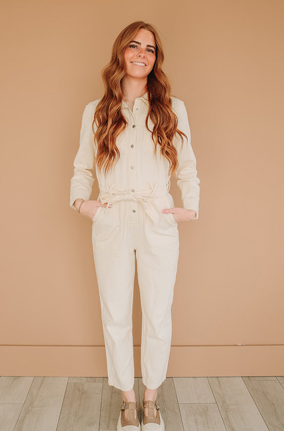 Melbourne Vanilla Utility Jumpsuit - Nursing Friendly