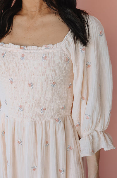 Willow Cream Floral Embroidery Dress