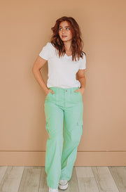 Let's Rewind Lime Green Cargo Pants