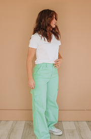Let's Rewind Lime Green Cargo Pants