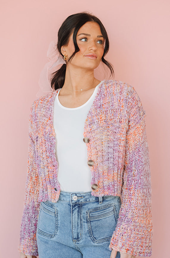All Seasons Pink Orange Knit Cardigan- FINAL SALE – DM Fashion