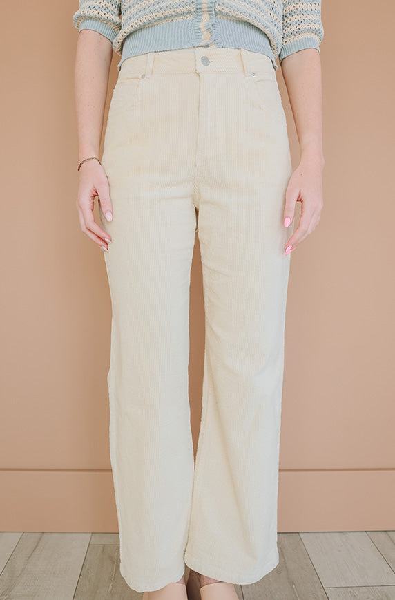Elise Ivory Wide Leg Corduroy Pants FINAL SALE – DM Fashion