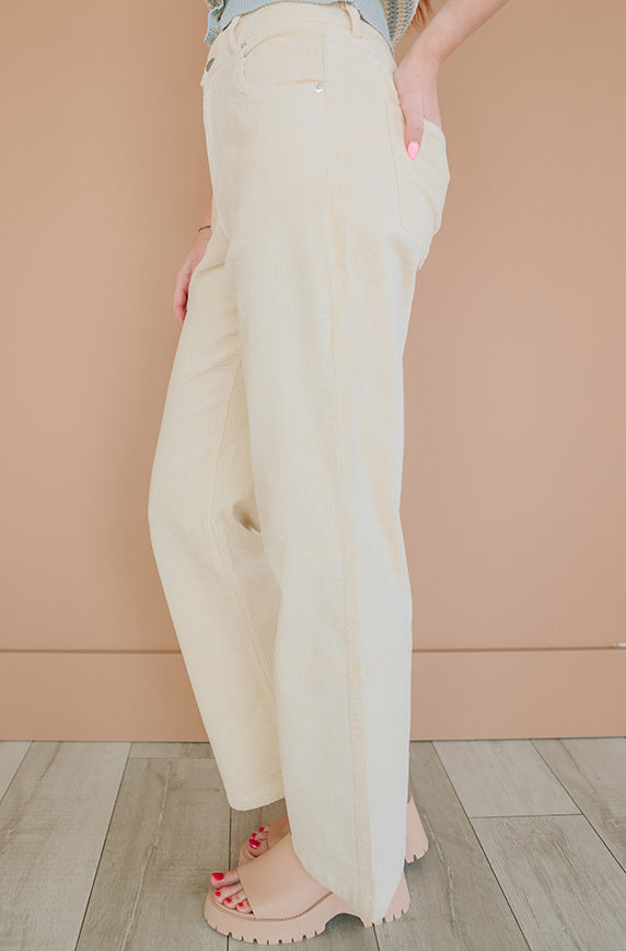 Elise Ivory Wide Leg Corduroy Pants FINAL SALE – DM Fashion