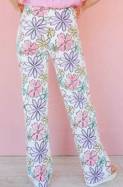 Simple Blooms Pastel Floral Pants