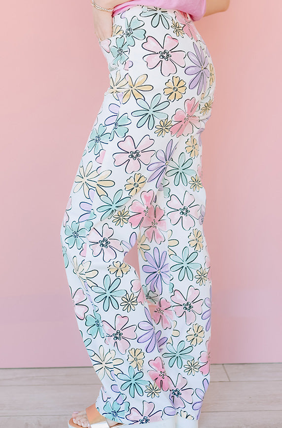 Simple Blooms Pastel Floral Pants - FINAL SALE – DM Fashion
