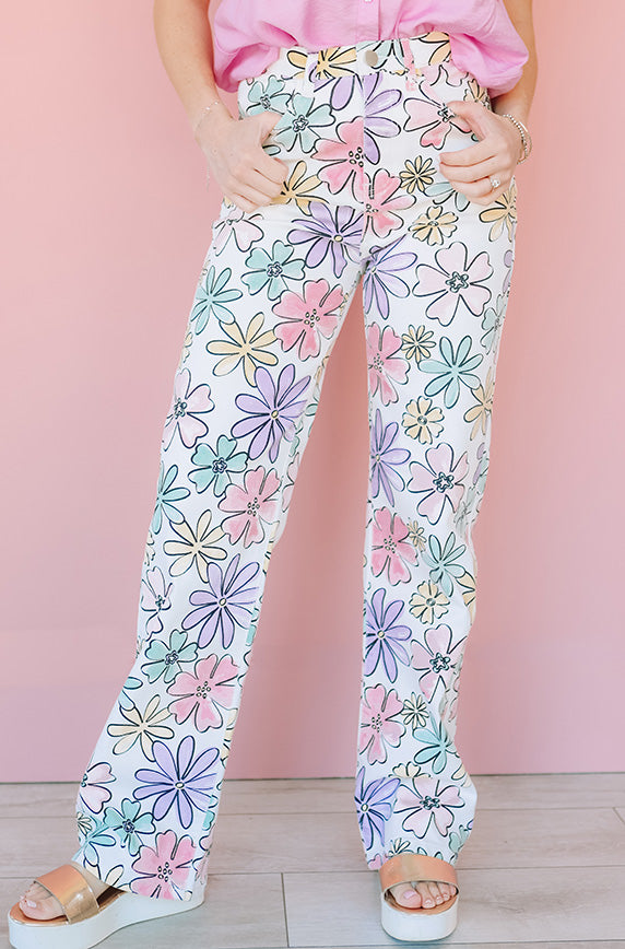 Simple Blooms Pastel Floral Pants - FINAL SALE – DM Fashion