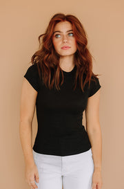 Far From Basic Black Ribbed Top