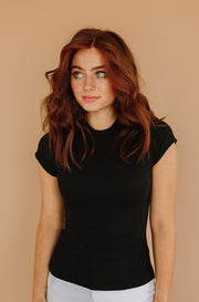 Far From Basic Black Ribbed Top