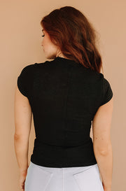Far From Basic Black Ribbed Top
