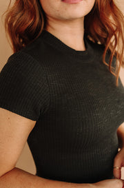 Far From Basic Black Ribbed Top