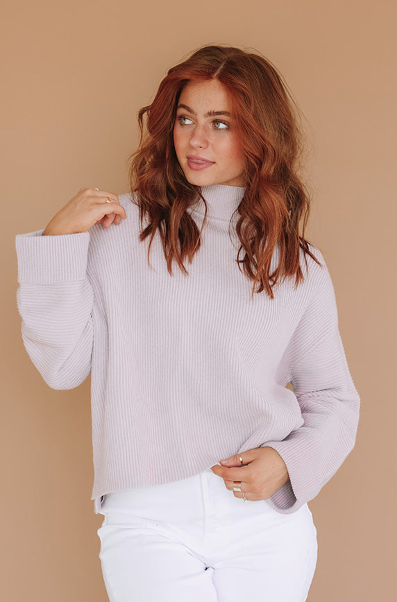 Darling Dear Ribbed Lilac Sweater