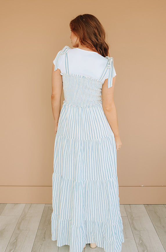 Waverly Sky Blue Striped Midi Dress