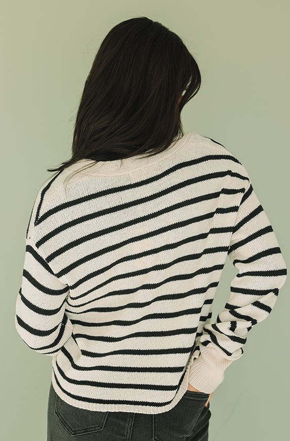 Hung Up Black Striped Cardigan  - Final Few