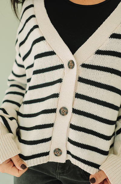 Hung Up Black Striped Cardigan - Restocked - Final Few